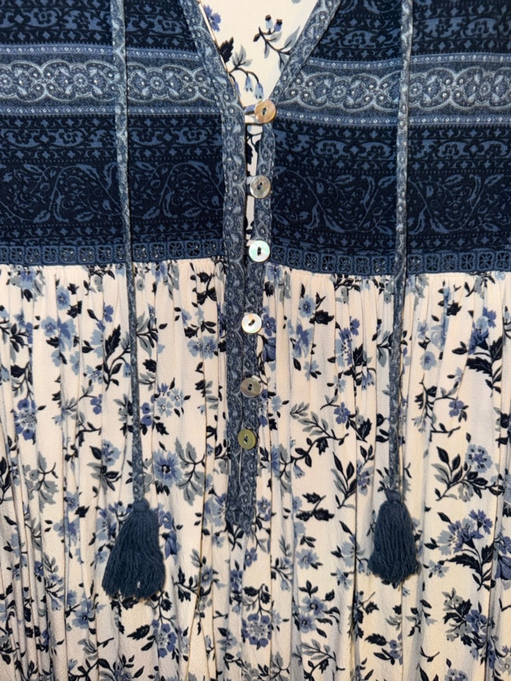Spell Elle Dress Blue Floral V-Neck Boho Mini Dress size S - Picture 6 of 12
